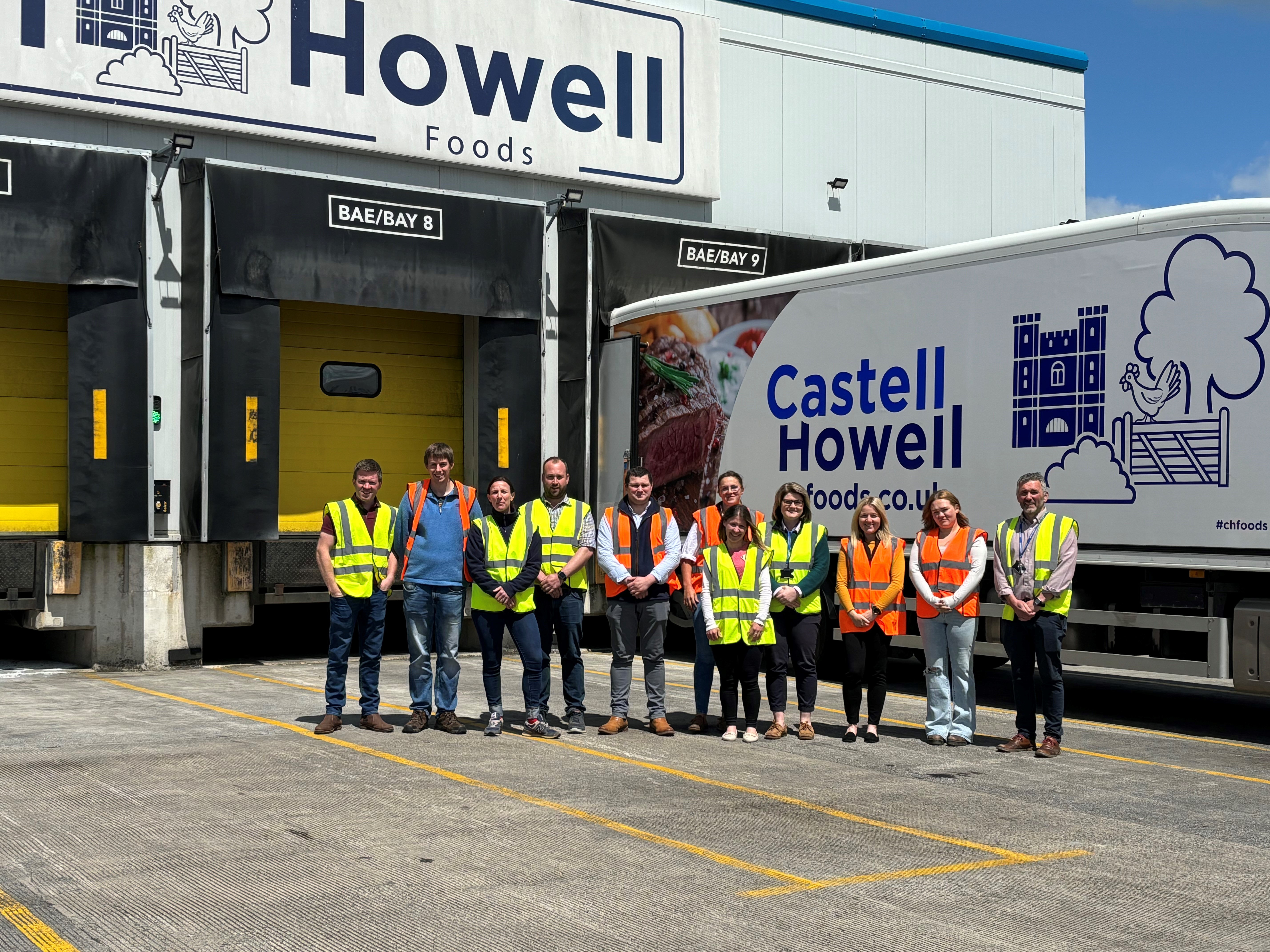 NFU Cymru Next Genmembers outside Castell Howell Foods