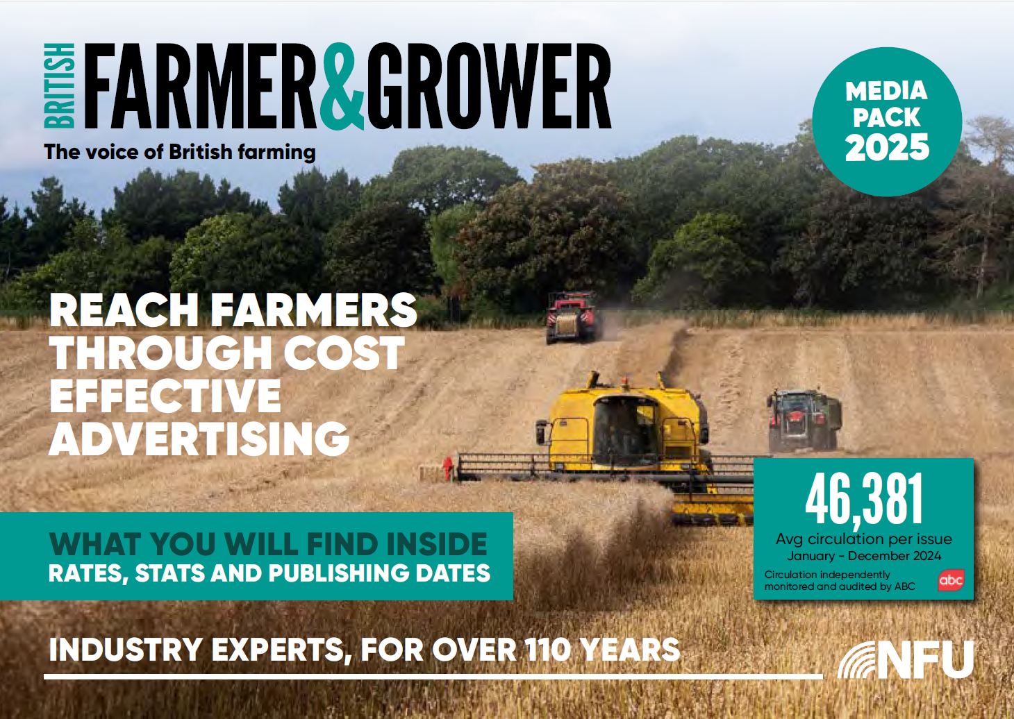 British Farmer & Grower is a highly effective and targeted way of promoting your products and services aimed at the farming community. As the NFU’s flagship title, British Farmer and Grower magazine is the leading voice on the big issues that impact agricultural businesses in England.