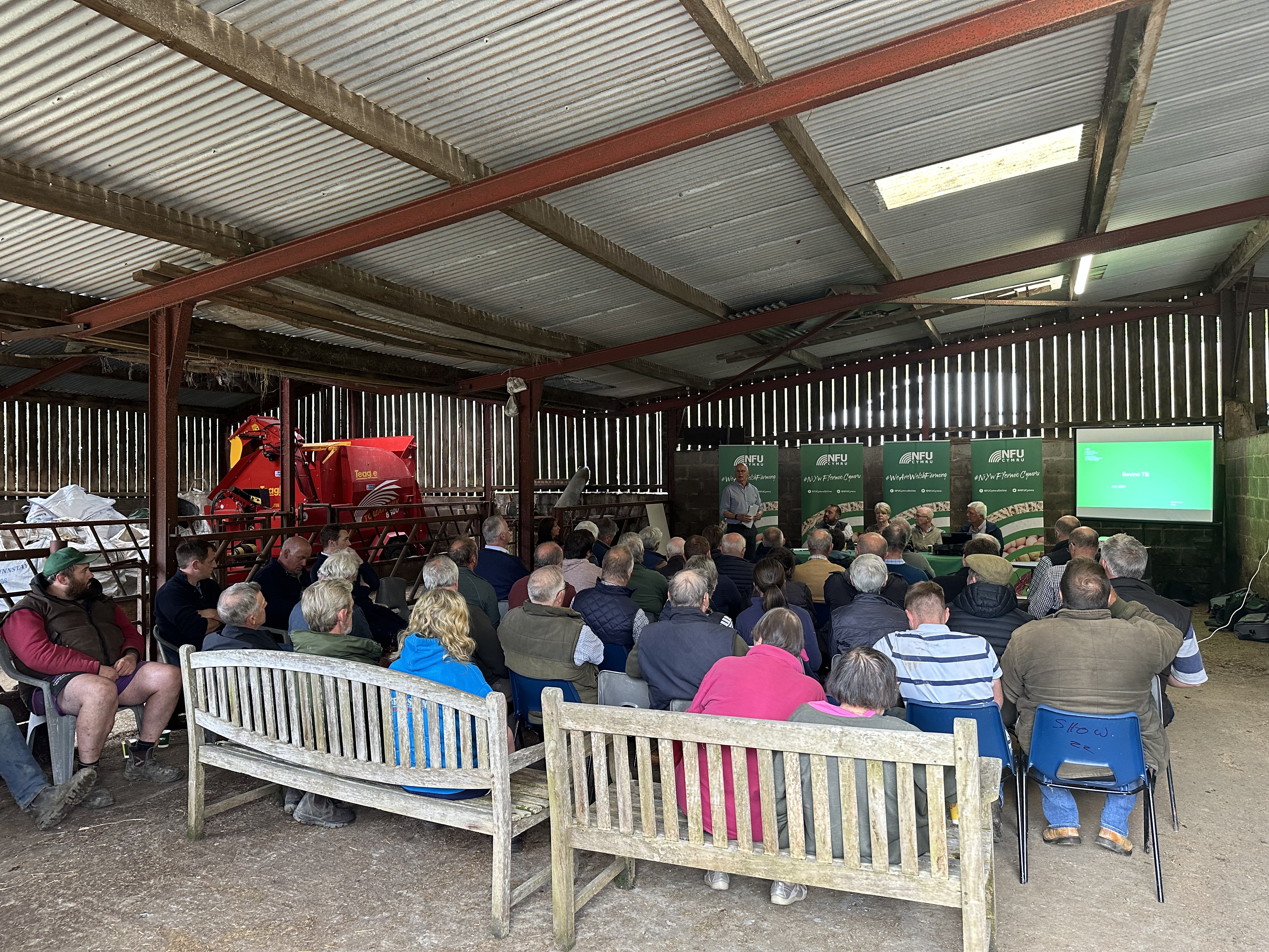 Members at the recent TB Meeting on farm